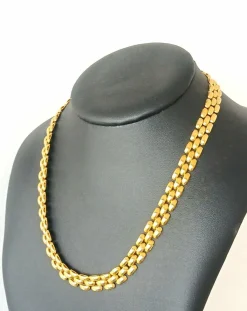 Important collier maille grain de riz en or jaune