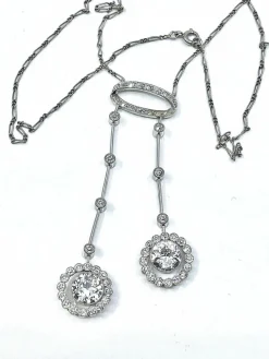 Important collier négligé en platine et diamants d’époque 1900