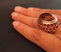 Importante Bague Citrine Et Grenats, Or Rose