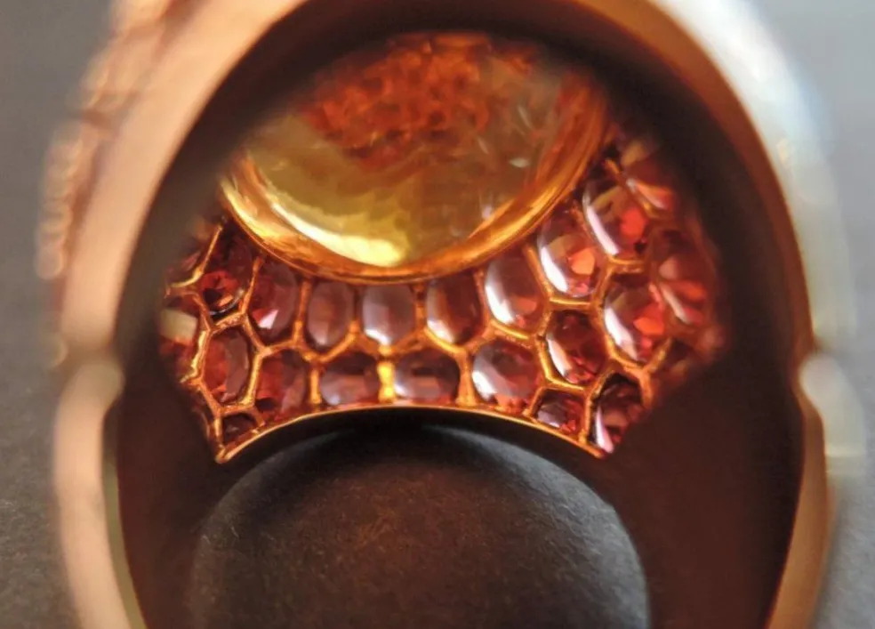 Importante Bague Citrine Et Grenats, Or Rose