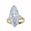 Importante bague marquise en or 18 carats et platine sertie de diamants