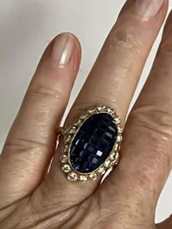 Importante Bague Or Jaune Saphirs Princesse Diamants
