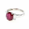Jolie bague rubis et diamants en or blanc 18k