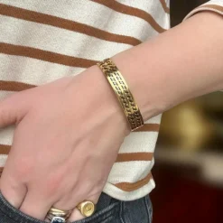 Jonc ouvert tressé d'or et d'acier