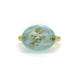22K Gold Marie-Hélène de Taillac Milky Aquamarine Cabochon Ring