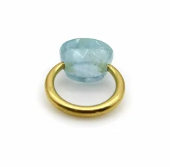 22K Gold Marie-Hélène de Taillac Milky Aquamarine Cabochon Ring