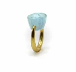 22K Gold Marie-Hélène de Taillac Milky Aquamarine Cabochon Ring
