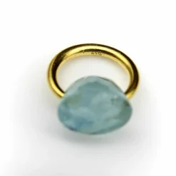 22K Gold Marie-Hélène de Taillac Milky Aquamarine Cabochon Ring