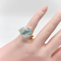 22K Gold Marie-Hélène de Taillac Milky Aquamarine Cabochon Ring