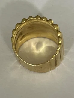 6072- Large Bague Bandeau Or Jaune Godronné