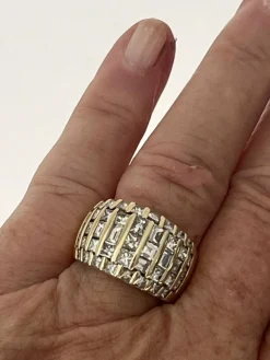 Large Bague Bandeau Or Jaune Diamants 3,00 ct
