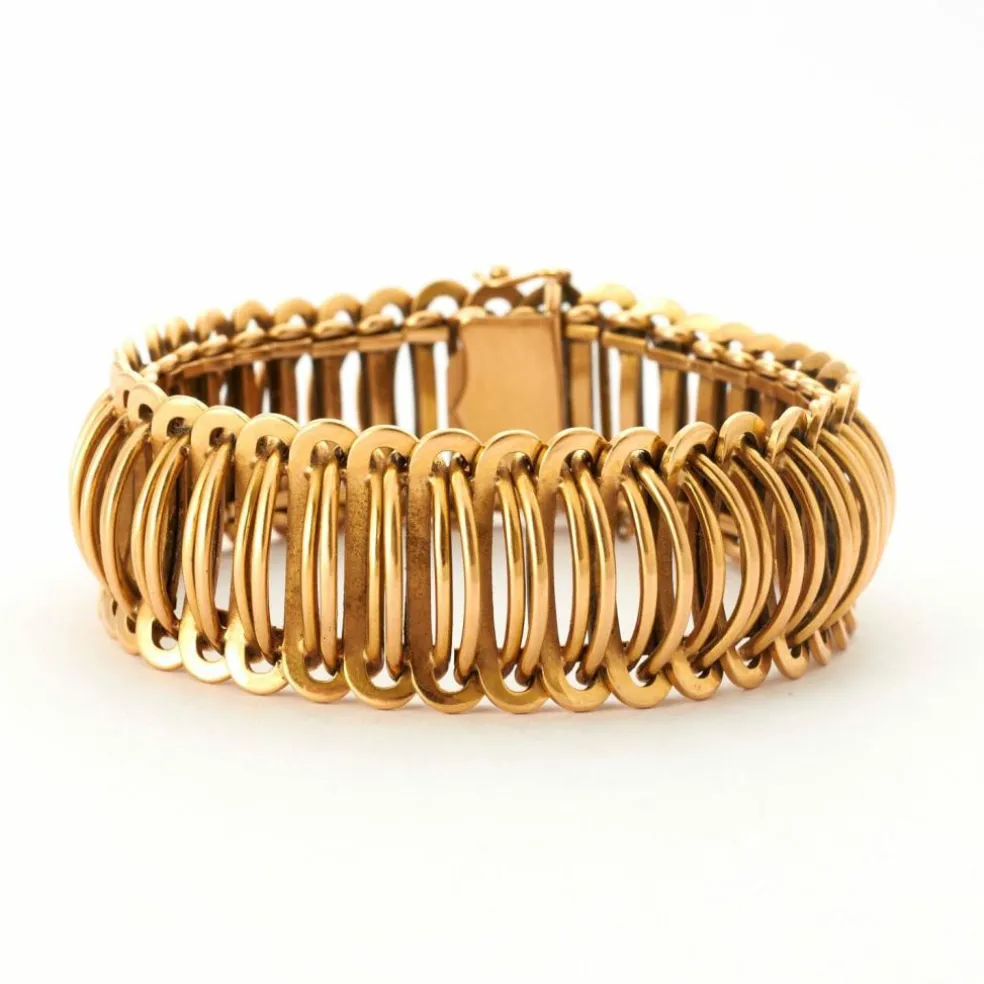 Large Bracelet Or Jaune Mailles Souples