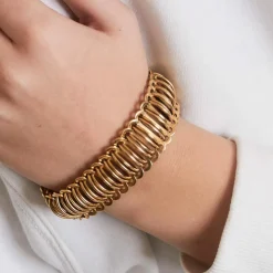 Large Bracelet Or Jaune Mailles Souples
