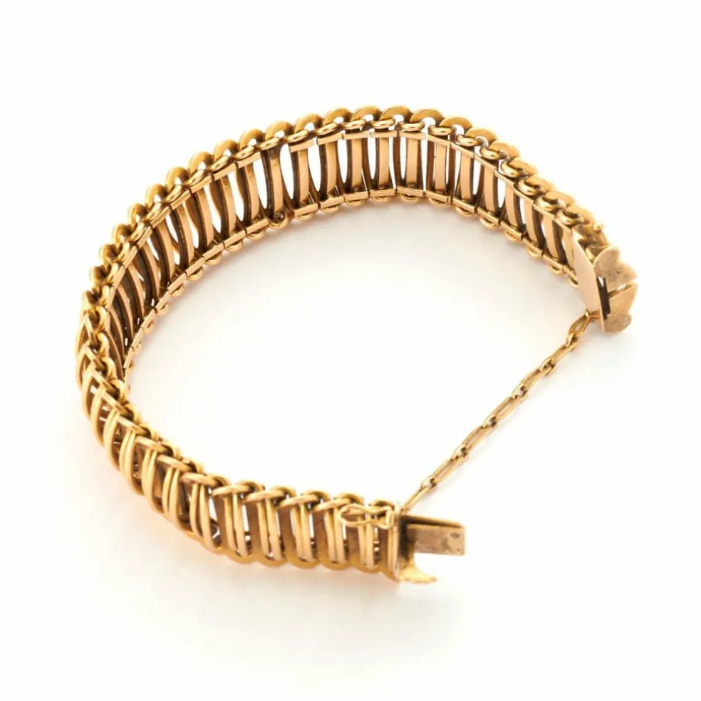 Large Bracelet Or Jaune Mailles Souples
