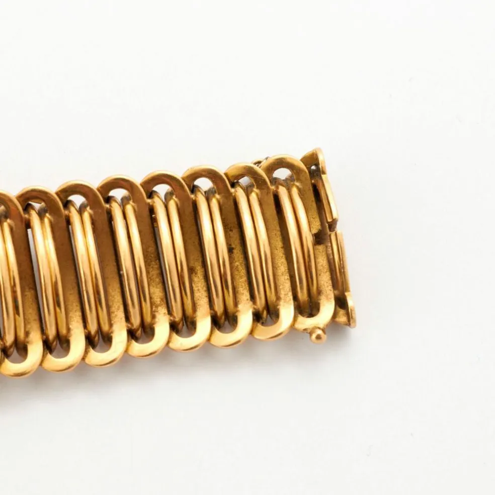 Large Bracelet Or Jaune Mailles Souples