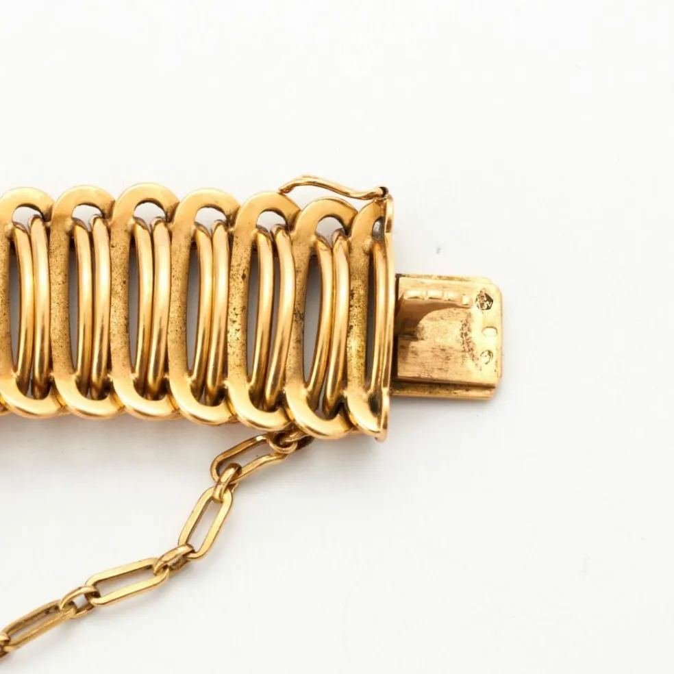 Large Bracelet Or Jaune Mailles Souples