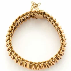 Large Bracelet Or Jaune Mailles Souples