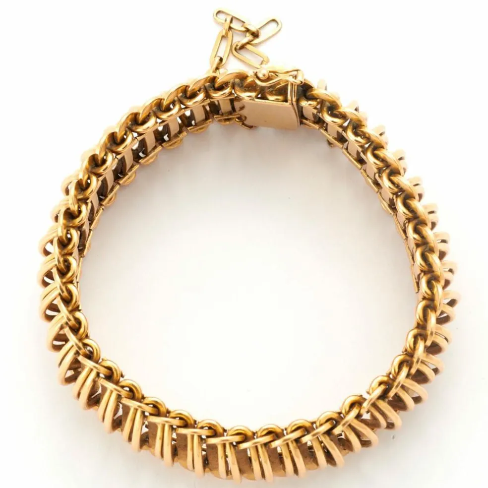 Large Bracelet Or Jaune Mailles Souples