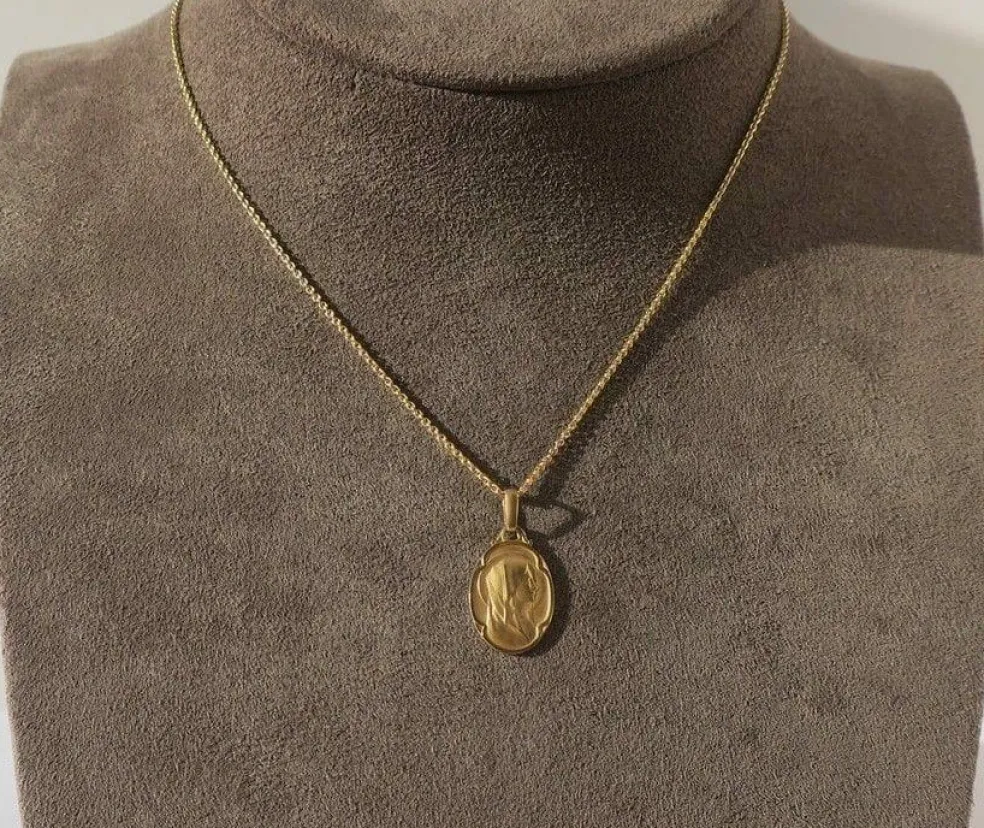 LASSERRE médaille Vierge au Voile début XXe