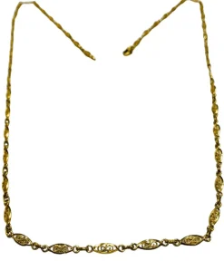 Long collier or jaune maille filigrane