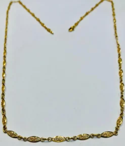 Long collier or jaune maille filigrane