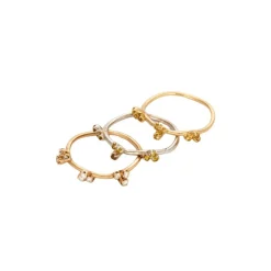 Lot de trois bagues or rose et blanc avec diamants