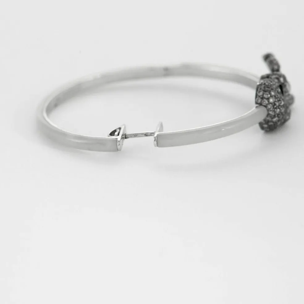 LYDIA COURTEILLE- Créoles Or gris, Agate blanche et Diamants