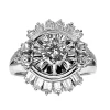Magnifique bague en platine, diamants baguettes et ronds