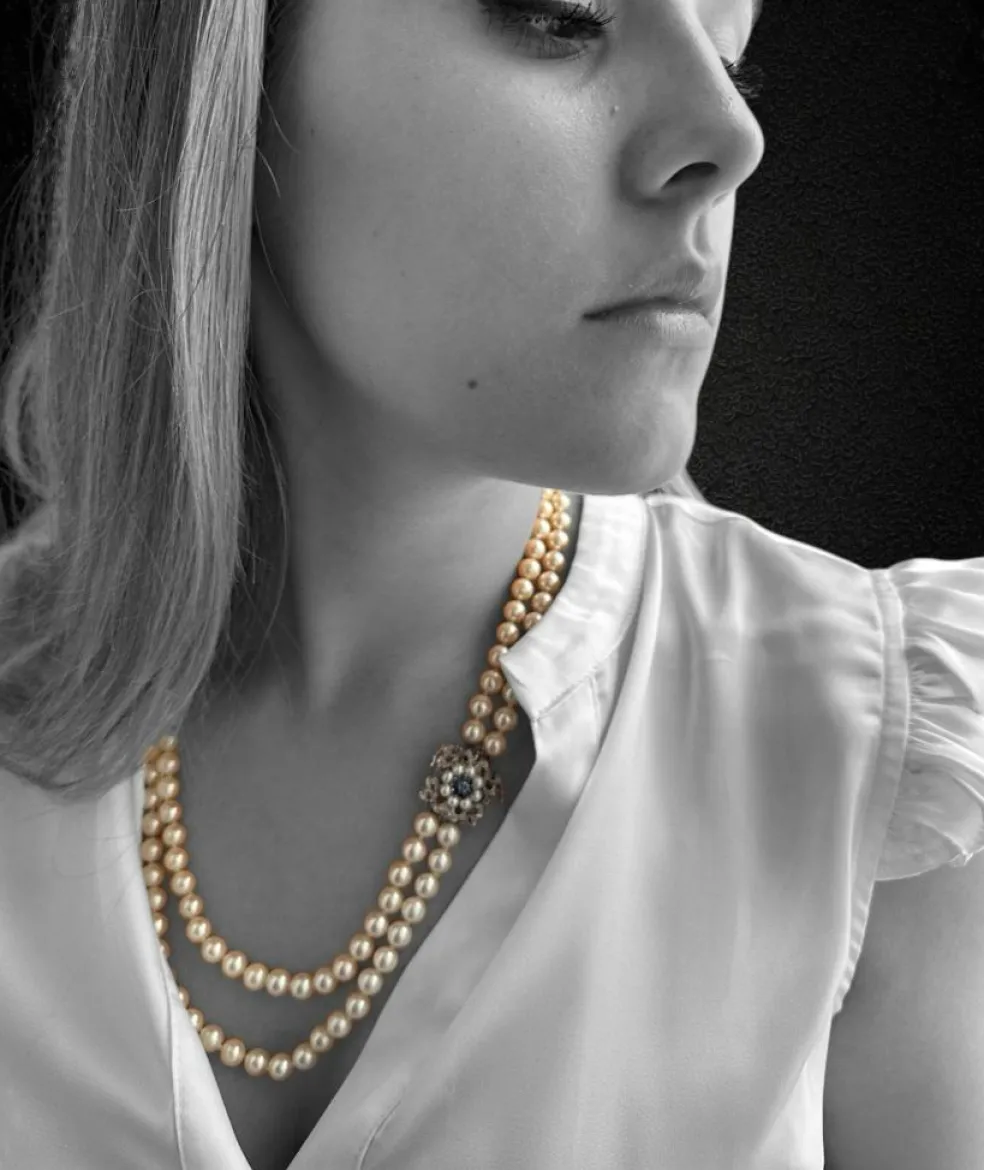 Magnifique collier de perles à double rang