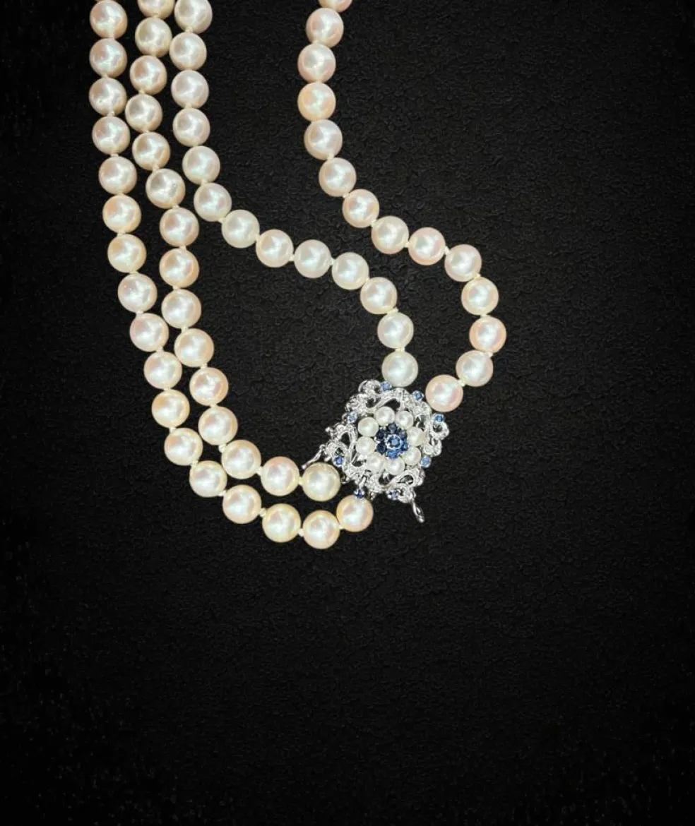 Magnifique collier de perles à double rang