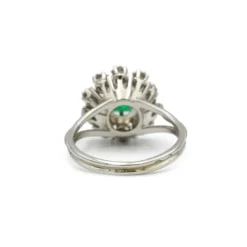 Marguerite - Or blanc diamants et émeraude