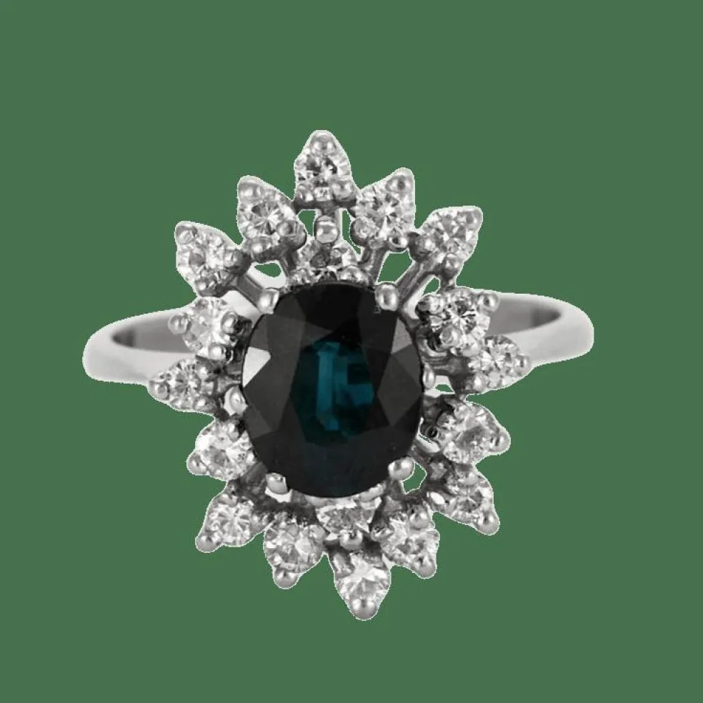 Marguerite or blanc, saphir et diamants