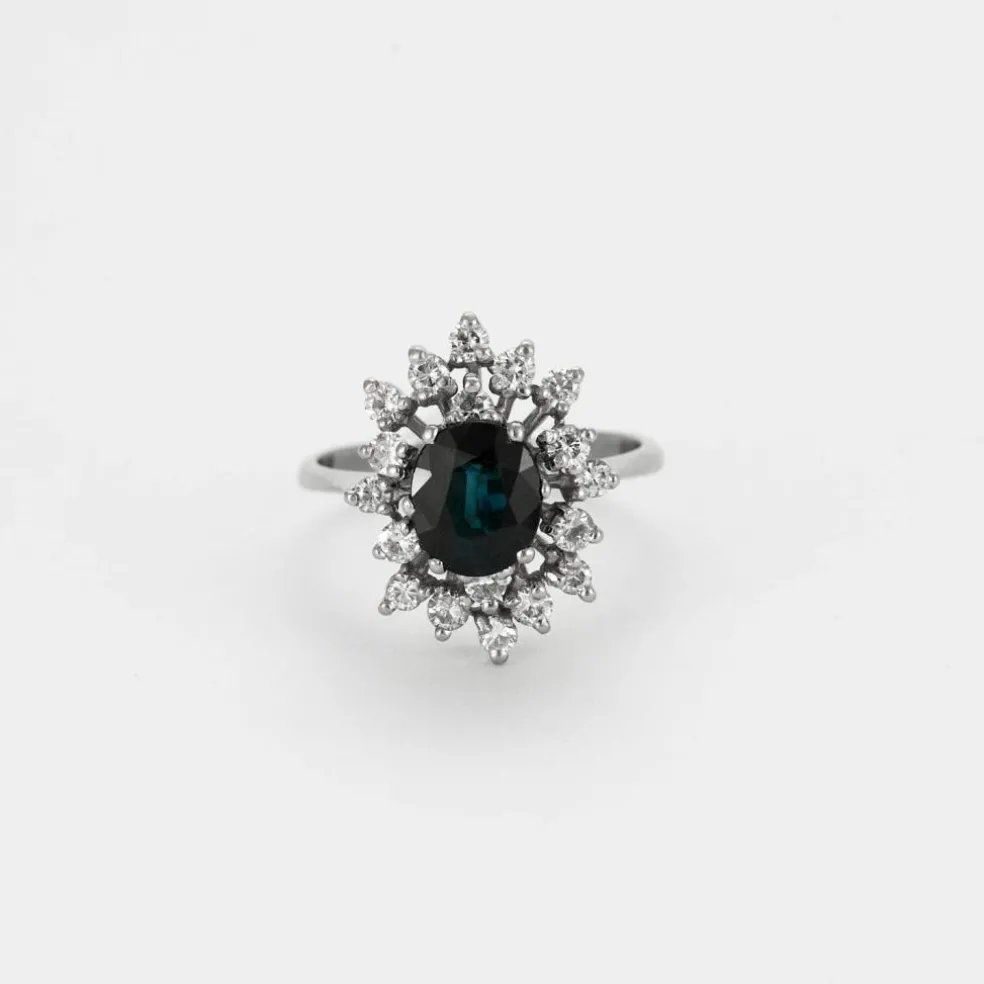 Marguerite or blanc, saphir et diamants