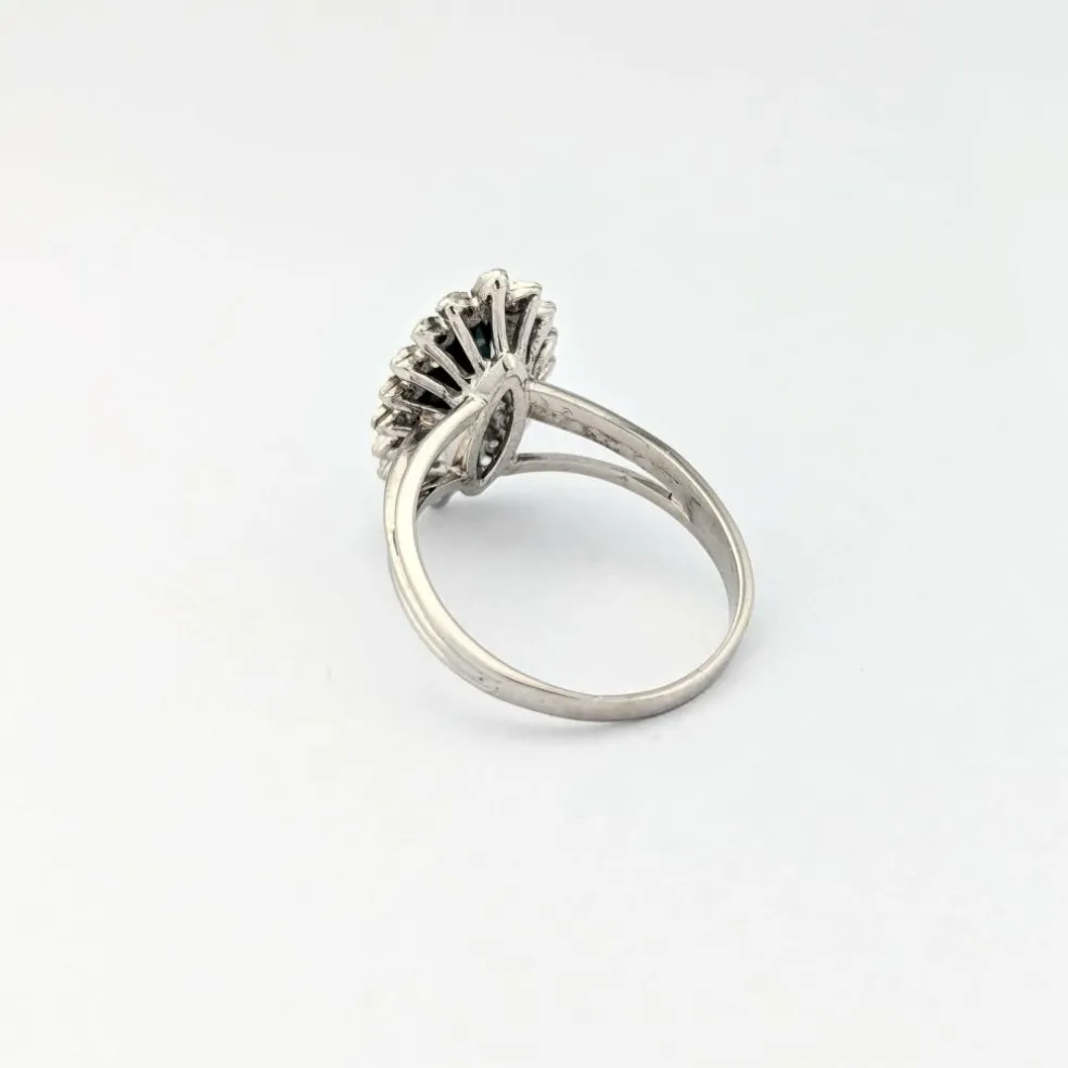 Marquise or blanc diamants saphir