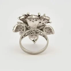 MATY - Bague fleur améthystes, saphirs roses et diamants