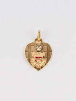 Médaille amour Augis coeur Plus qu'hier moins que demain or jaune rubis