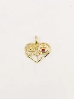 Médaille amour Augis coeur Plus qu'hier moins que demain or jaune rubis