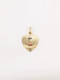 Médaille amour Augis coeur Plus qu'hier moins que demain or jaune rubis