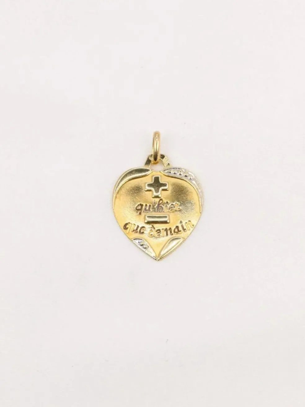 Médaille amour Augis coeur Plus qu'hier moins que demain 2 ors