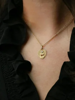 Médaille amour Augis coeur Plus qu'hier moins que demain or jaune rubis