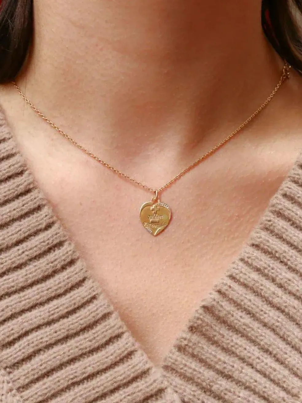 Médaille amour Augis coeur Plus qu'hier moins que demain 2 ors