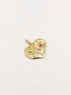 Médaille amour Augis coeur Plus qu'hier moins que demain or jaune rubis