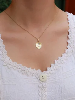 Médaille amour Augis coeur Plus qu'hier moins que demain or jaune rubis