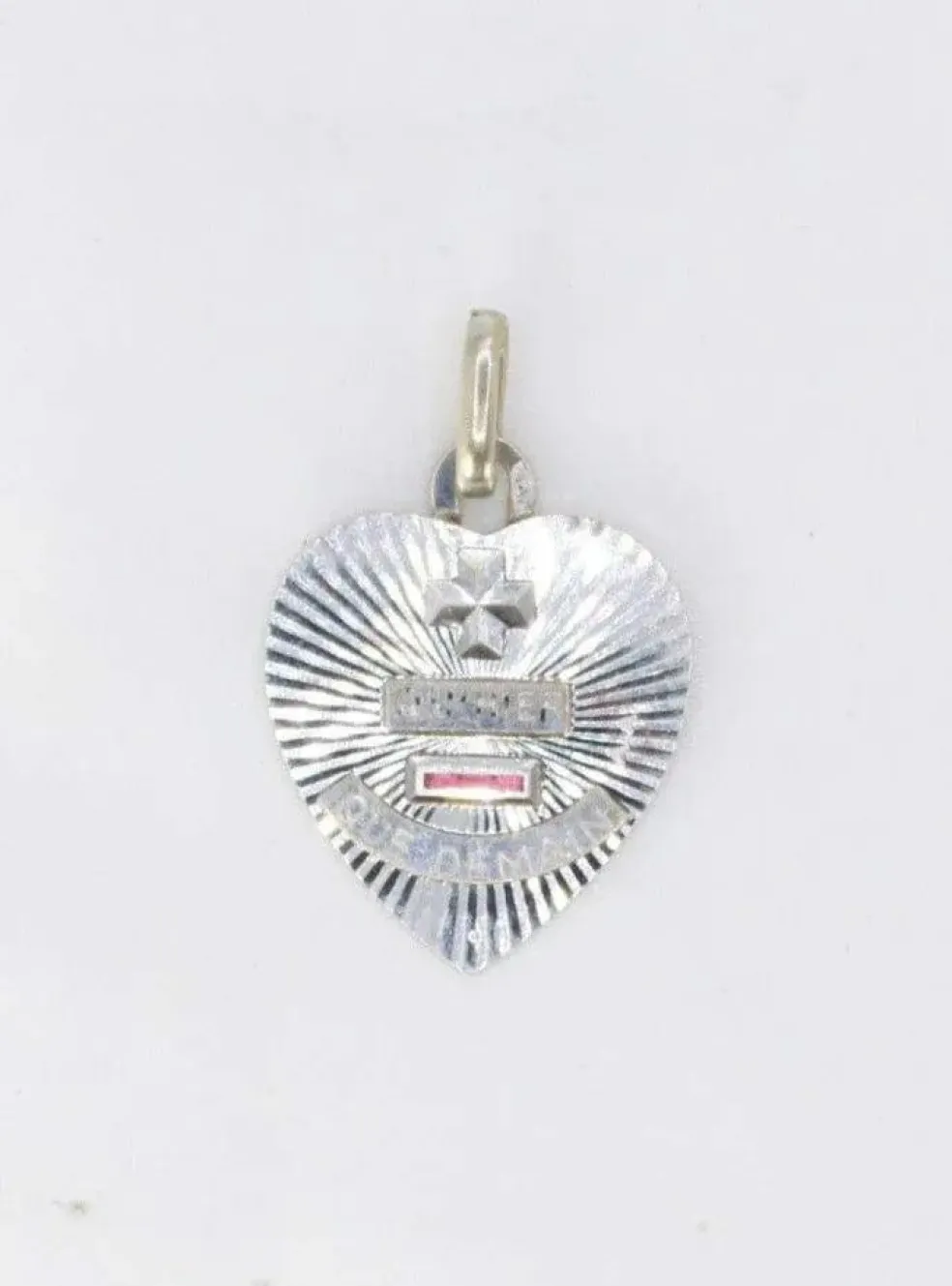 Médaille amour Augis cœur Or blanc Rubis Plus qu’hier moins que demain