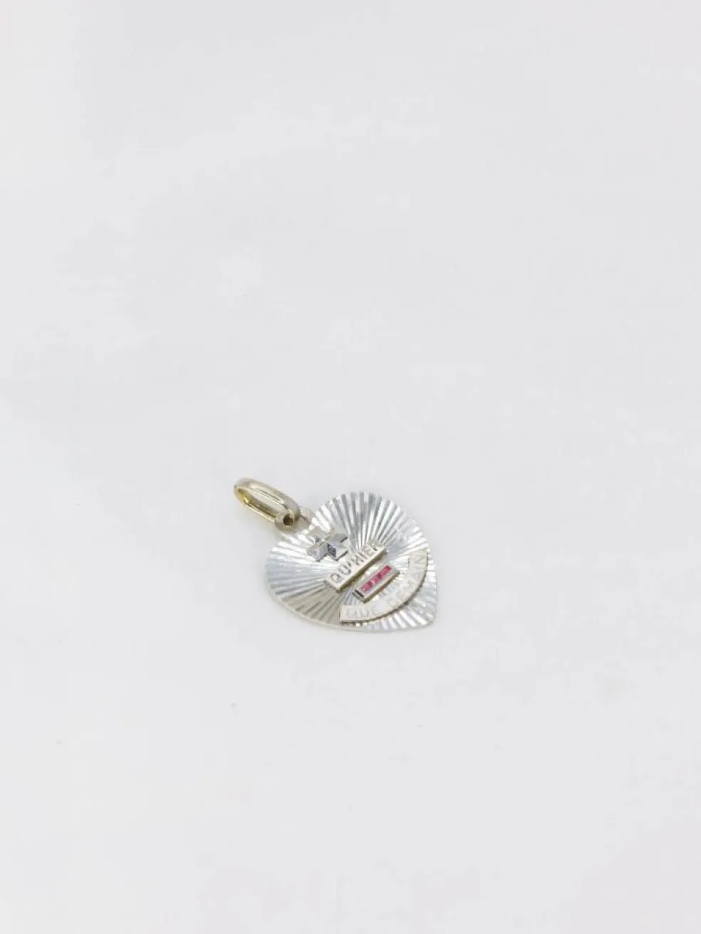 Médaille amour Augis cœur Or blanc Rubis Plus qu’hier moins que demain