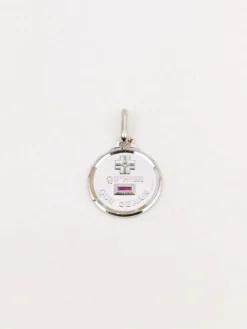 Médaille amour Augis ronde Plus qu'hier moins que demain or blanc diamant rubis