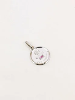Médaille amour Augis ronde Plus qu'hier moins que demain or blanc diamant rubis