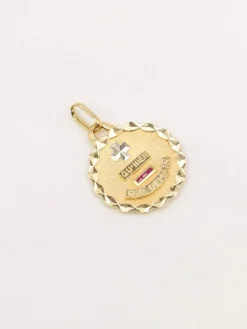 Médaille amour Augis ronde Plus qu’hier moins que demain or jaune rubis
