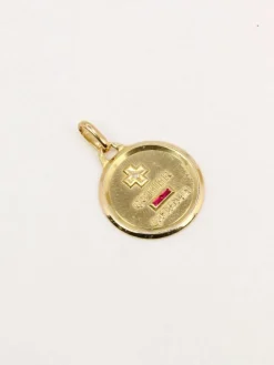Médaille amour Augis ronde Plus qu'hier moins que demain or jaune diamant rubis