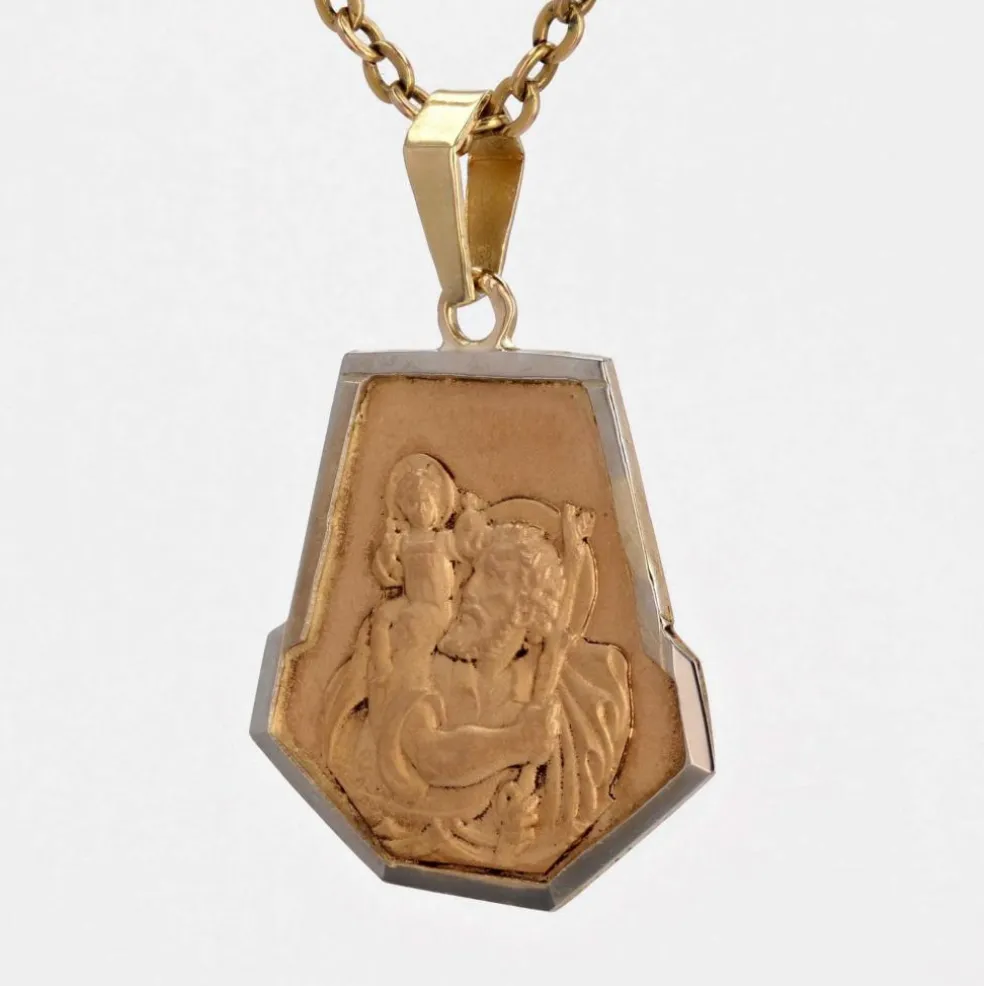 Médaille ancienne 3 ors Saint Christophe